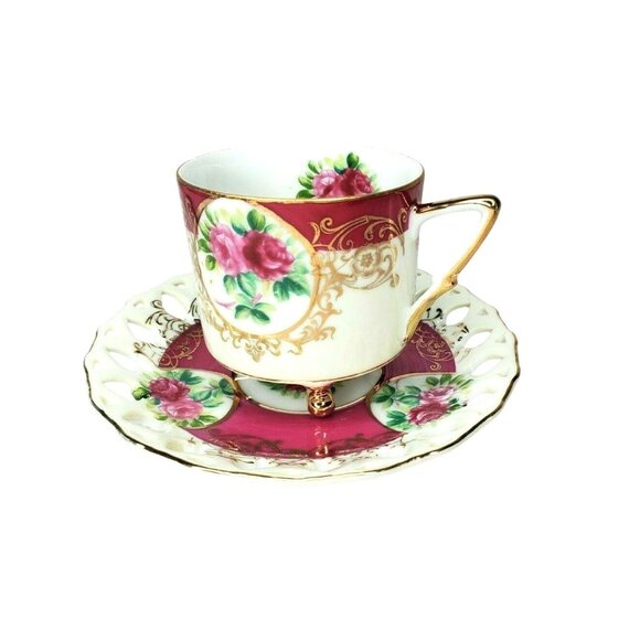 L M Royal Halsey Very Fine Japan Tea Cup & Saucer Set – Gold Trim & Elegant